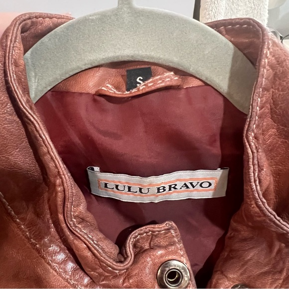 Vintage LULU BRAVO Leather Motorcycle Jacket Brown Vtg - Picture 9 of 11
